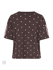 Yours Curve Brown Polka Dot Active T-Shirt - Image 7 of 7