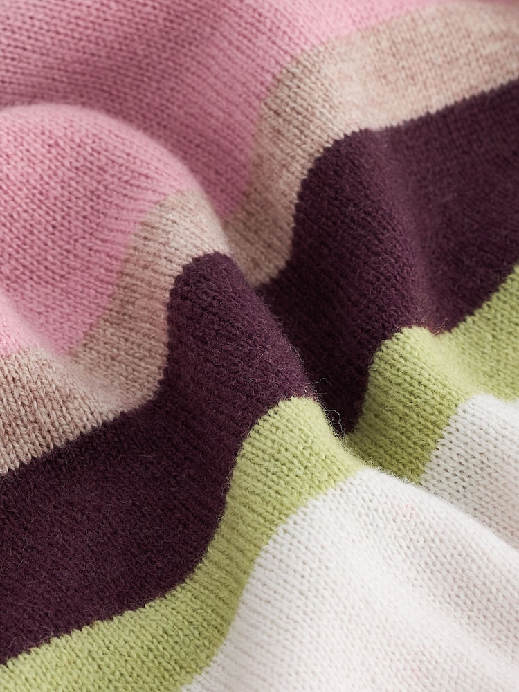 Neutral and Pink Stripe - Premium Pullover aus 100 % Lammwolle mit Strickmuster und Rundhalsausschnitt - Image 7 of 7