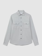 Reiss Soft Grey Melange Chaser Button Through Twin Pocket Overshirt - Image 2 of 5