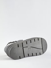 Black Extra Wide Fit Chunky Wedge Sandals - Image 4 of 6