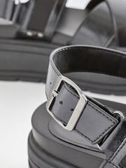 Black Extra Wide Fit Chunky Wedge Sandals - Image 5 of 6