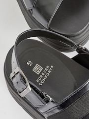 Black Extra Wide Fit Chunky Wedge Sandals - Image 6 of 6