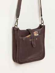 Čokoladno rjava - Usnjena torbica za čez telo FatFace - Slika 5 iz 5