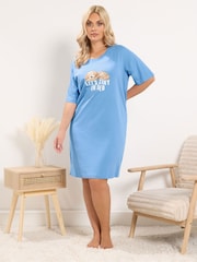 Yours Curve Blue Cockapoo Print Nightdress - Image 1 of 6