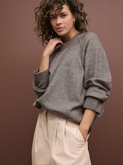 Neutral Mole Seam Detail Crew Neck Jumper With Wool - Image 1 of 7