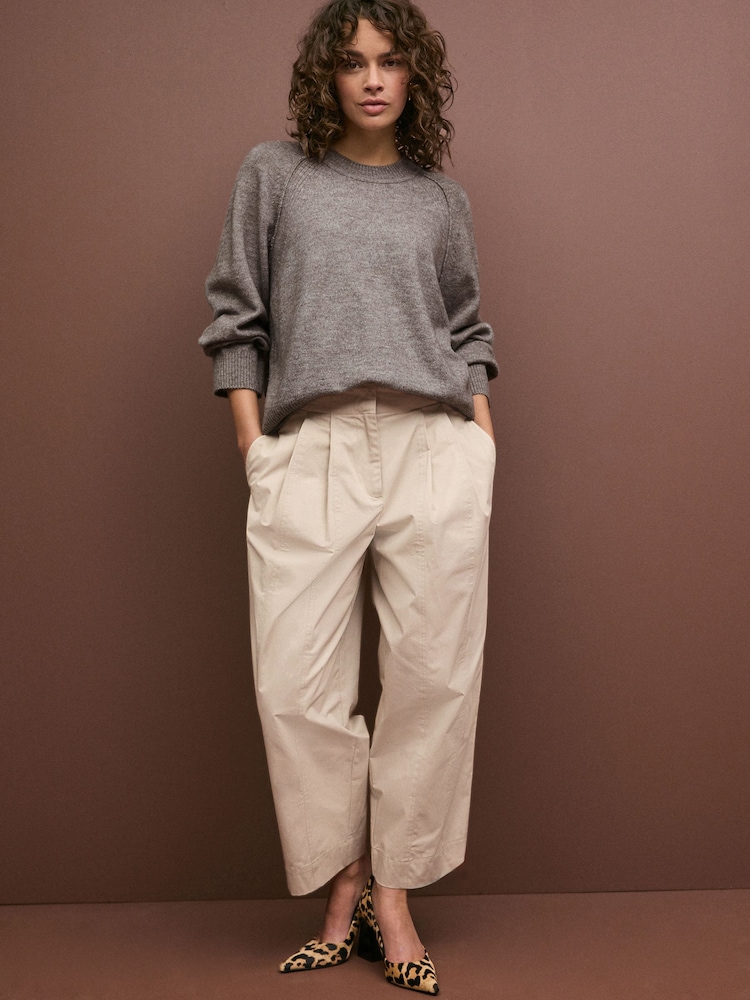 Neutral Mole Seam Detail Crew Neck Jumper With Wool - Image 2 of 7
