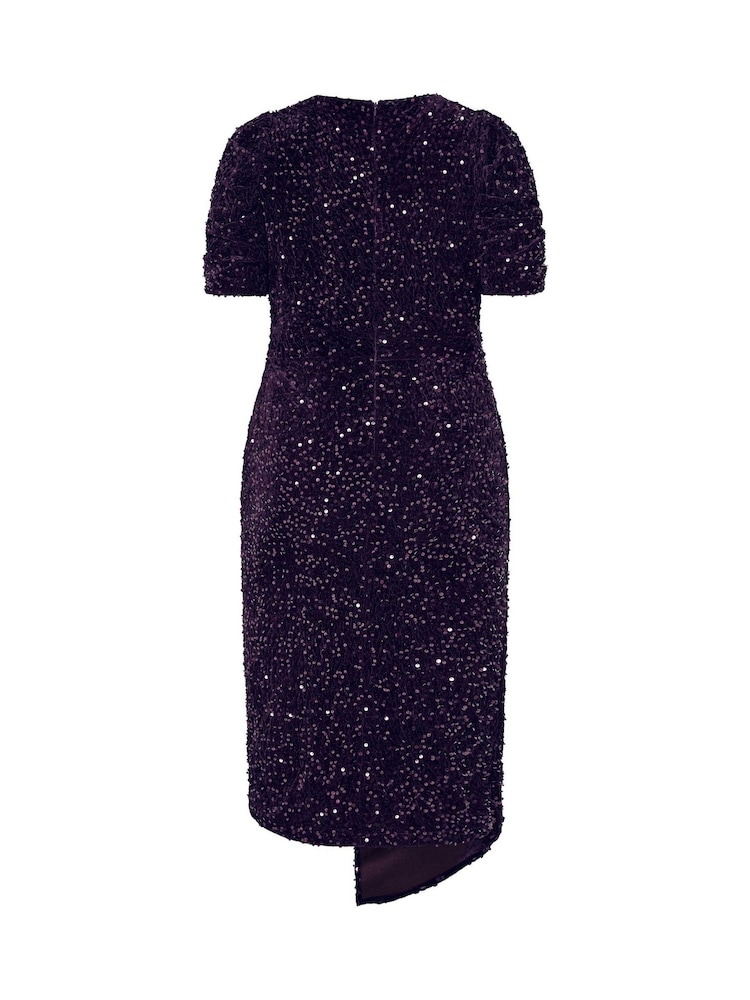 Yours Curve Purple London Sequin Velvet Wrap Maxi Dress - Image 6 of 6 Yours Curve Purple London Sequin Velvet Wrap Maxi Dress - Image 6 of 6