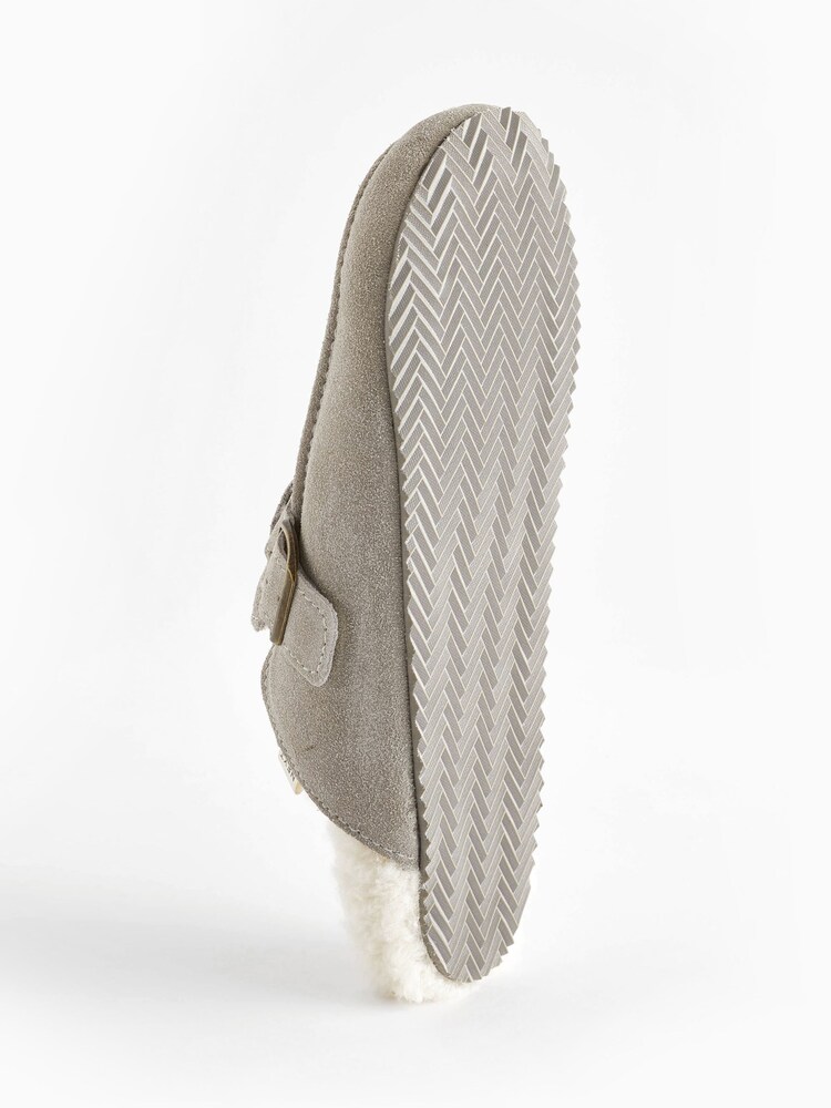Grey Suede Clog Mule Slippers - Image 10 of 10