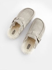 Grey Suede Clog Mule Slippers - Image 5 of 10