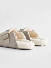 Grey Suede Clog Mule Slippers - Image 6 of 10