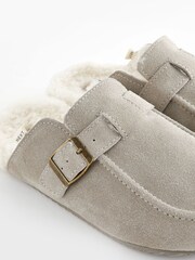Grey Suede Clog Mule Slippers - Image 8 of 10