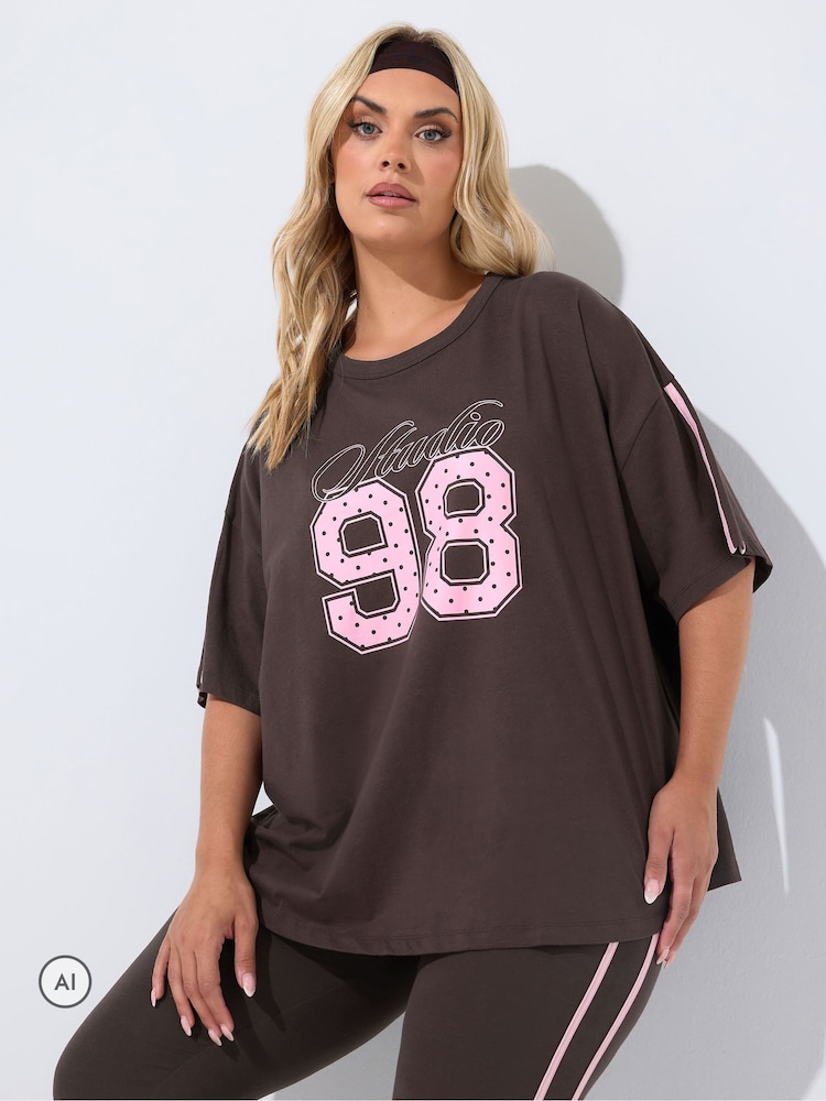 Yours Curve Brown Studio 98 Active T-Shirt - Image 1 of 7