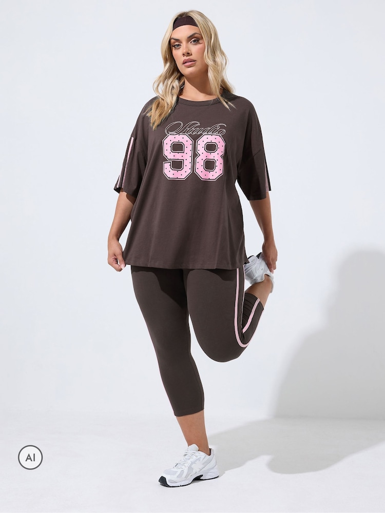 Yours Curve Brown Studio 98 Active T-Shirt - Image 2 of 7