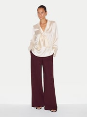 乳白色 - Jigsaw Satin Drape Neckline Blouse - 圖片 3/6