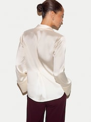 乳白色 - Jigsaw Satin Drape Neckline Blouse - 圖片 4/6