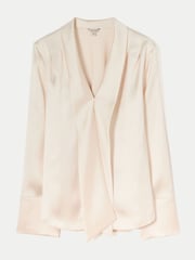 乳白色 - Jigsaw Satin Drape Neckline Blouse - 圖片 6/6
