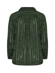 Yours Curve Green London Jacquard Textured Stripe Shirt - Image 6 of 6