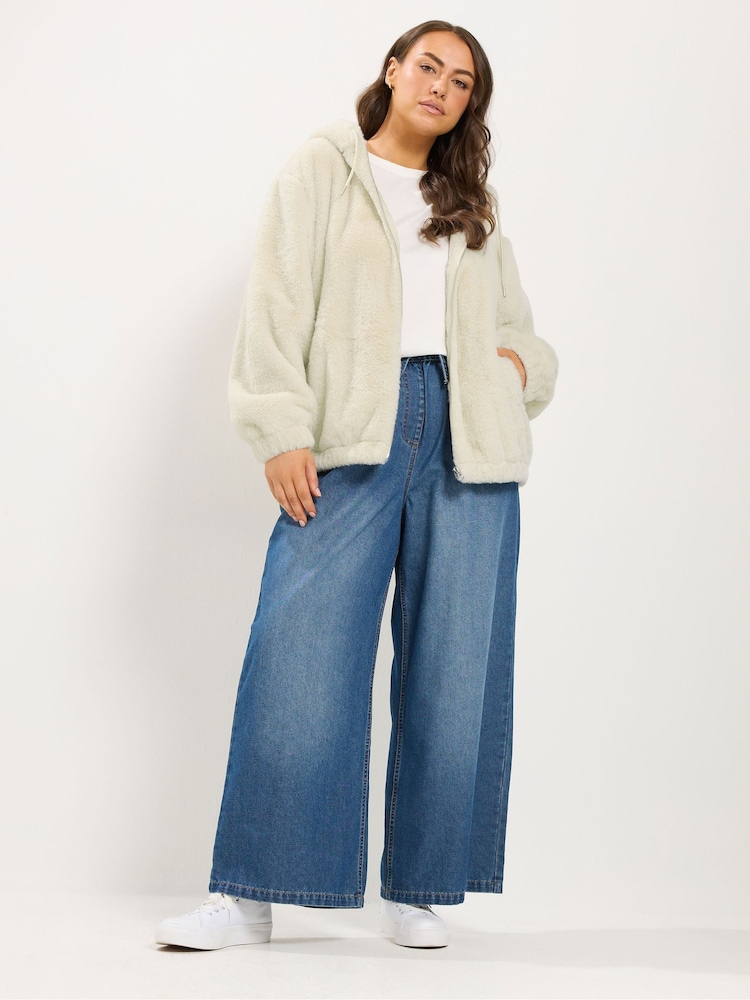 Yours Curve Faux Fur Zip Through Hooded Fleece - Imagem 2 de 6