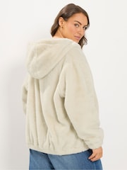Yours Curve Faux Fur Zip Through Hooded Fleece - Imagem 3 de 6