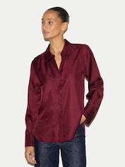 أحمر داكن - Jigsaw Silk Twill Relaxed Shirt - صورة 1 من 5