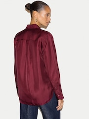 أحمر داكن - Jigsaw Silk Twill Relaxed Shirt - صورة 4 من 5