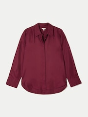 أحمر داكن - Jigsaw Silk Twill Relaxed Shirt - صورة 5 من 5