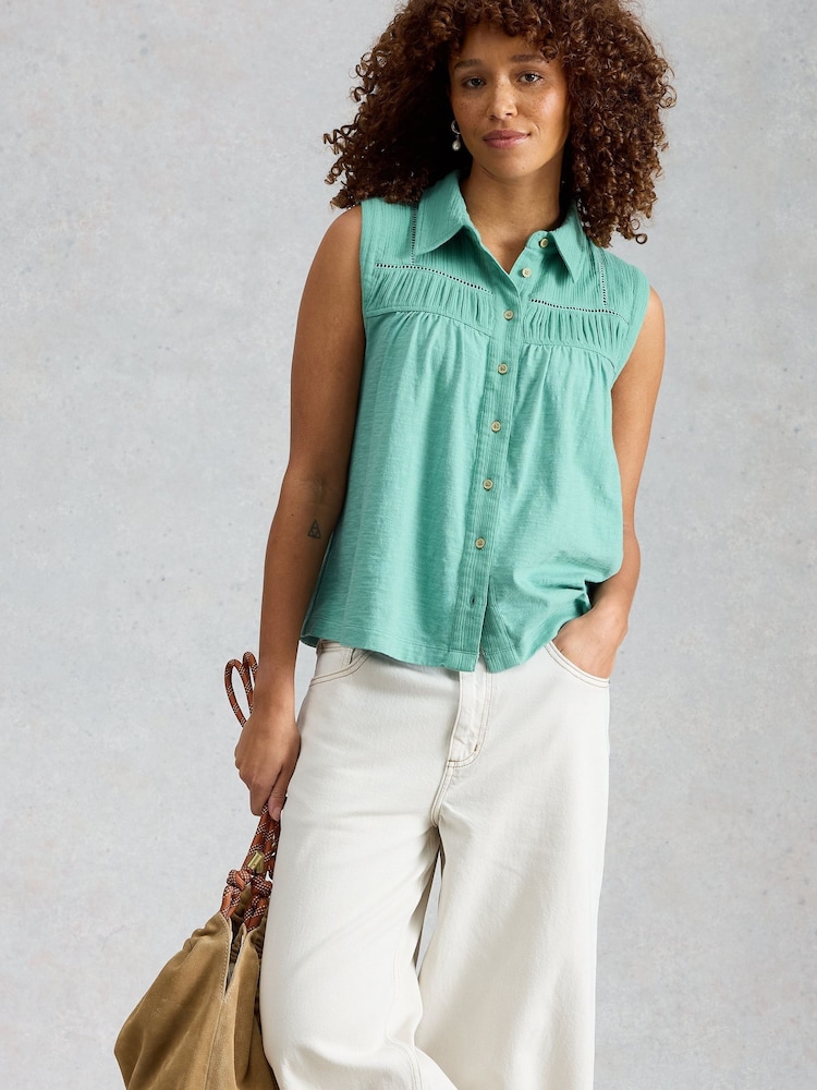 White Stuff Blue Didi Double Cloth Shirt - Image 2 of 6