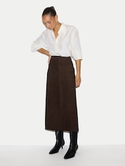 Jigsaw Brown Suede Maxi Split Skirt - Image 3 of 6