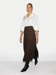 Jigsaw Brown Suede Maxi Split Skirt - Image 5 of 6