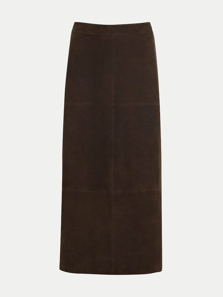 Jigsaw Brown Suede Maxi Split Skirt - Image 6 of 6