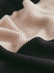 črna in Camel rjava črtast; progast - Soft Touch Cosy Knit Longline pletena jopa - Slika 2 iz 2