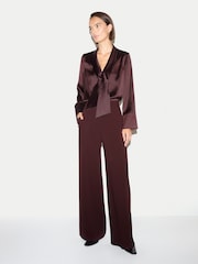 紅色 - Jigsaw Satin Drape Neckline Blouse - 圖片 3/5