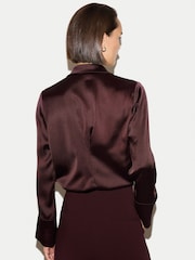 紅色 - Jigsaw Satin Drape Neckline Blouse - 圖片 4/5