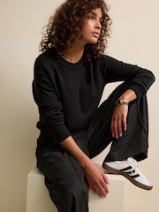 Black Soft Touch Pattern Knitted Cosy Crew Neck Jumper - Image 1 of 7