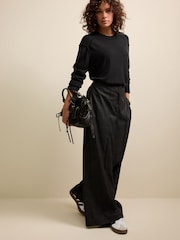 Black Soft Touch Pattern Knitted Cosy Crew Neck Jumper - Image 3 of 7
