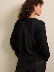 Black Soft Touch Pattern Knitted Cosy Crew Neck Jumper - Image 4 of 7