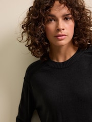Black Soft Touch Pattern Knitted Cosy Crew Neck Jumper - Image 5 of 7