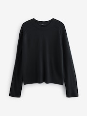 Black Soft Touch Pattern Knitted Cosy Crew Neck Jumper - Image 6 of 7
