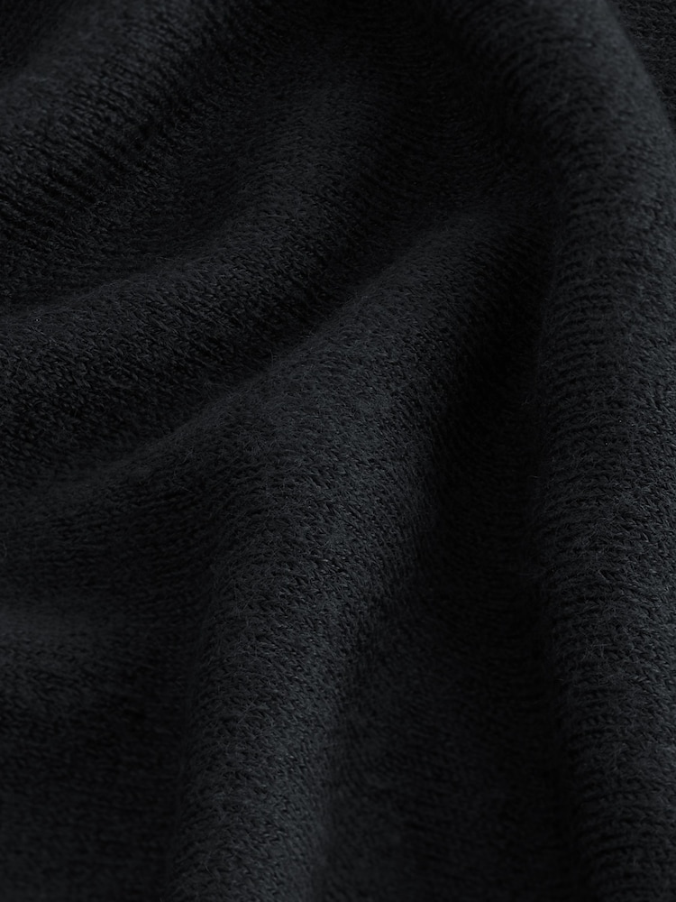 Black Soft Touch Pattern Knitted Cosy Crew Neck Jumper - Image 7 of 7