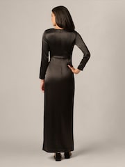 Adrianna Papell Black Stretch Satin Gown - Image 2 of 8