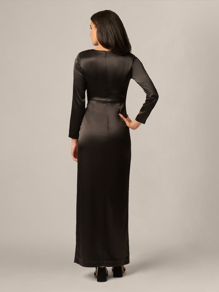 Adrianna Papell Black Stretch Satin Gown - Image 2 of 8 Adrianna Papell Black Stretch Satin Gown - Image 2 of 8