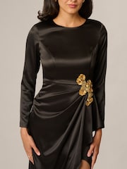 Adrianna Papell Black Stretch Satin Gown - Image 3 of 8