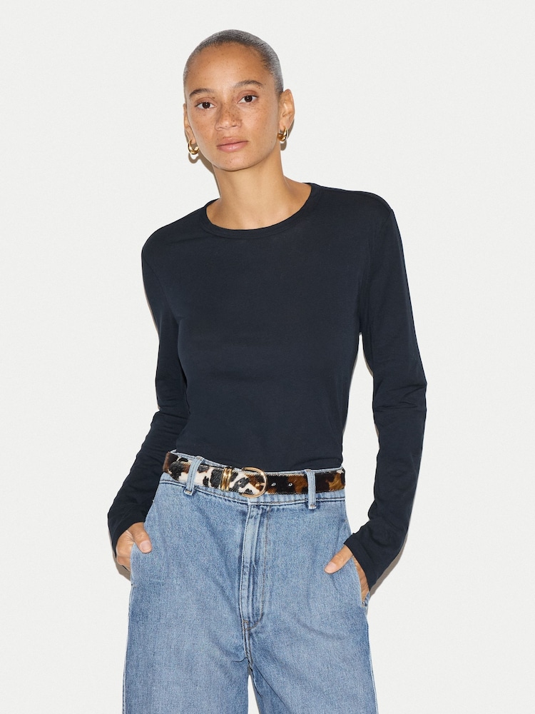 Jigsaw Cotton Crew Neck Long Sleeve T-Shirt - Larawan 1 ng 5