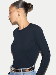 Jigsaw Cotton Crew Neck Long Sleeve T-Shirt - Larawan 3 ng 5