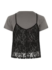 Yours Curve Grey Limited Lace Cami Top - Image 6 of 6