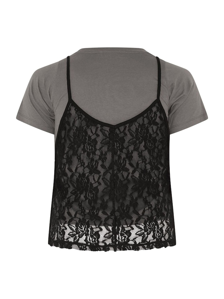 Yours Curve Grey Limited Lace Cami Top - Image 6 of 6 Yours Curve Grey Limited Lace Cami Top - Image 6 of 6