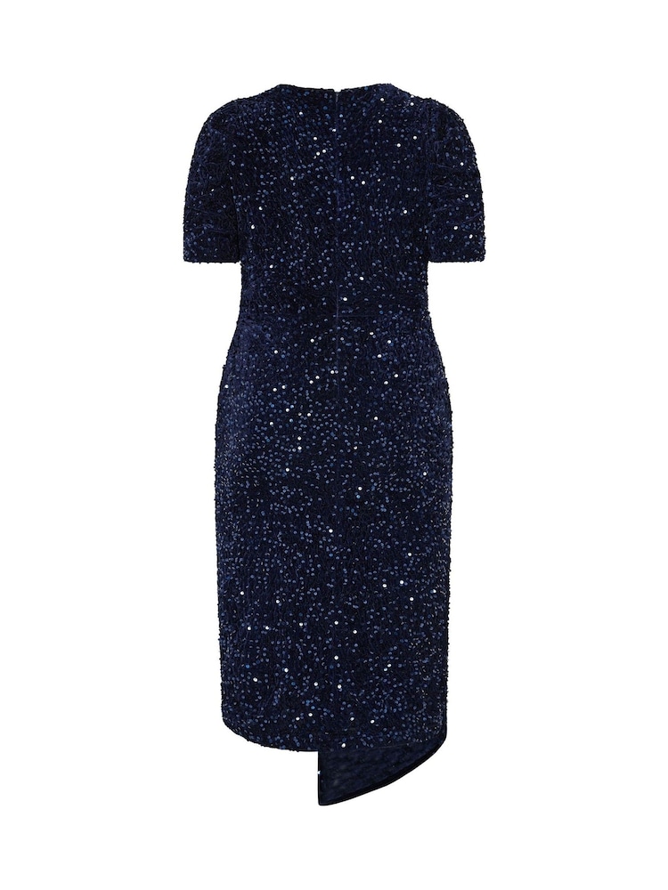 Yours Curve Blue London Sequin Velvet Wrap Maxi Dress - Image 6 of 6 Yours Curve Blue London Sequin Velvet Wrap Maxi Dress - Image 6 of 6