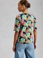 White Stuff Green Weaver Notch Neck T-Shirt - Image 2 of 6