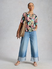 White Stuff Green Weaver Notch Neck T-Shirt - Image 3 of 6