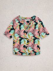 White Stuff Green Weaver Notch Neck T-Shirt - Image 5 of 6